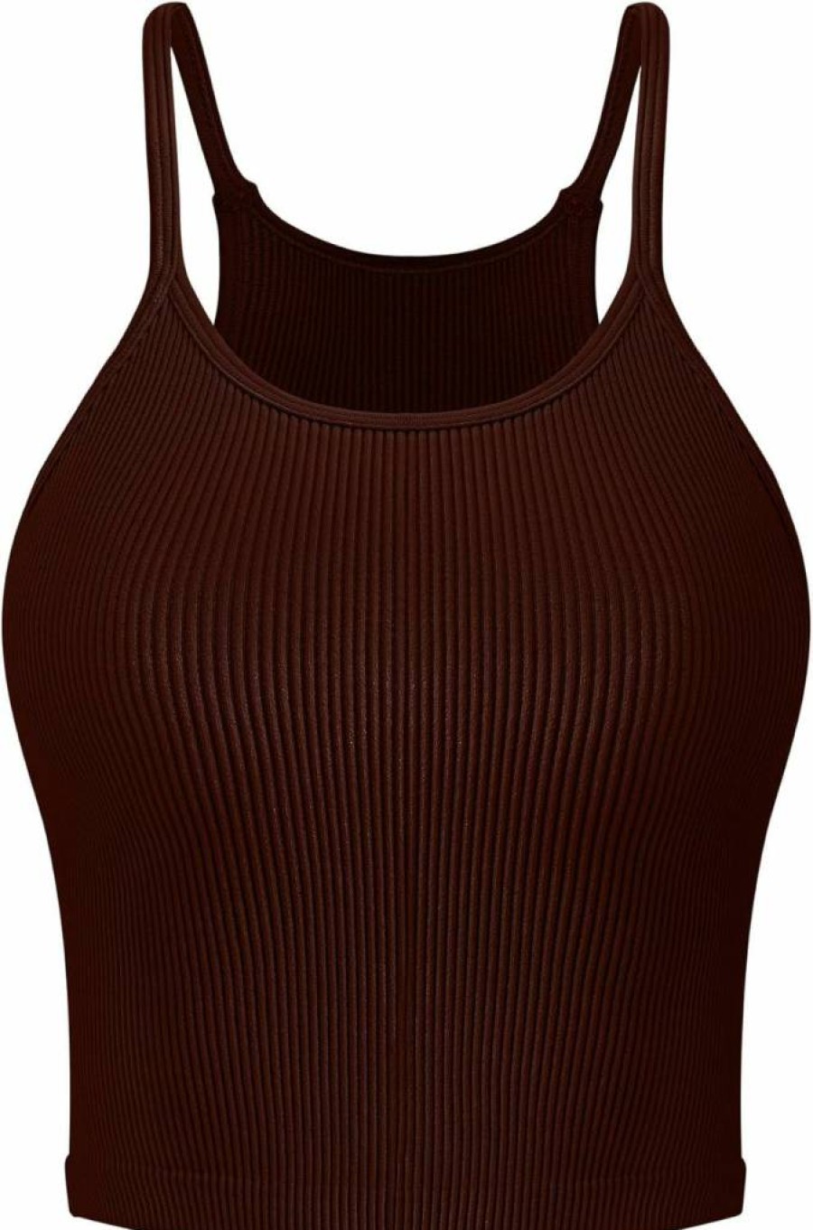 Vertvie Women's Ribbed Knit Slim Crop Tank Top - Sleeveless Racerback Soft Camisole Halter Neck Seamless Basic Cami