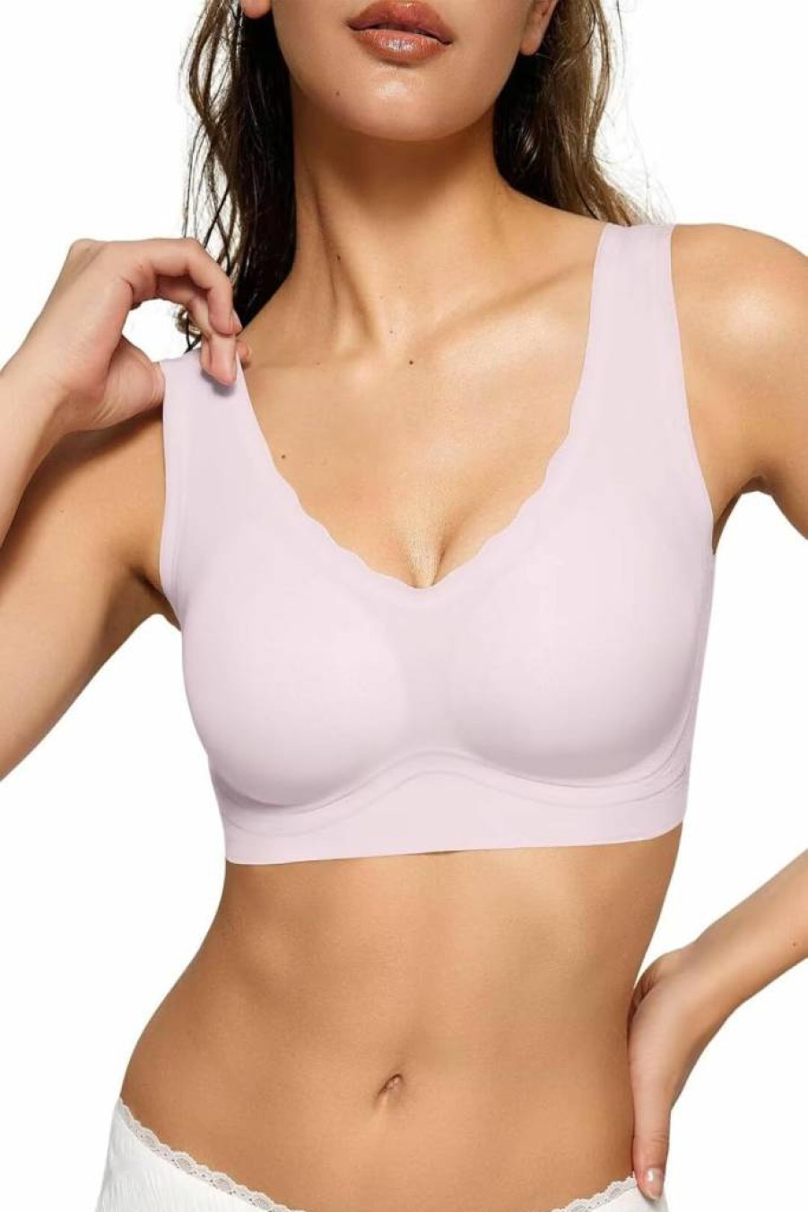 Vertvie Wireless Seamless Bra for Women - Comfortable Full Coverage Bralette, Lightweight Pullover Everyday Bra No Underwire