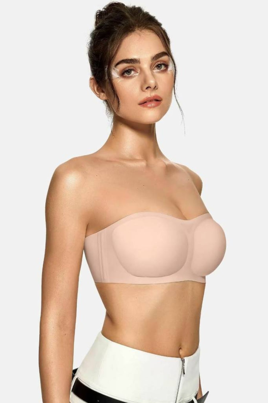 Vertvie Women's Wireless Strapless Bra - Seamless Bandeau Bralette with Push Up Padding, Non-Slip Silicone, Convertible Tube Top for Comfort & Support