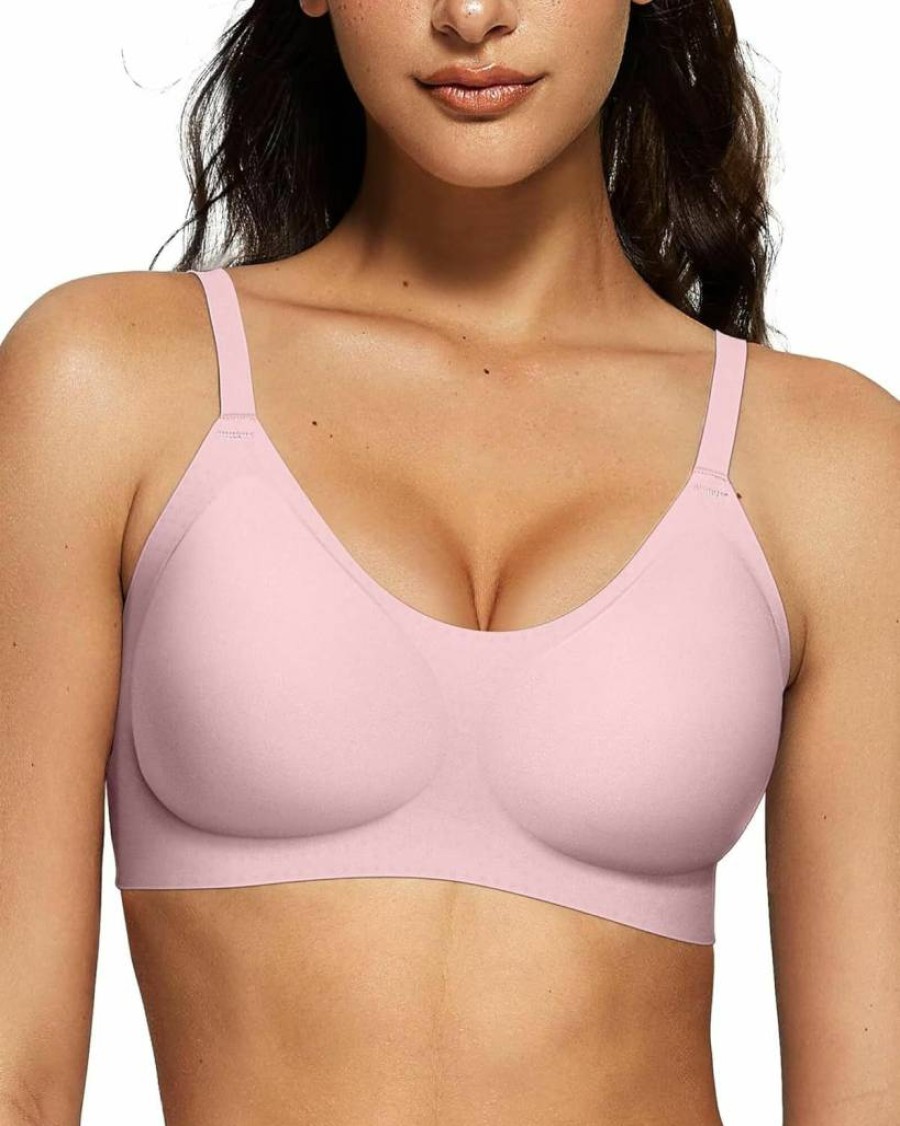Vertvie Women's Seamless Wireless Push-Up Bra - Full Coverage T-Shirt Bra, No Underwire, Smooth U Plunge, Comfortable Bralette for Everyday Wear